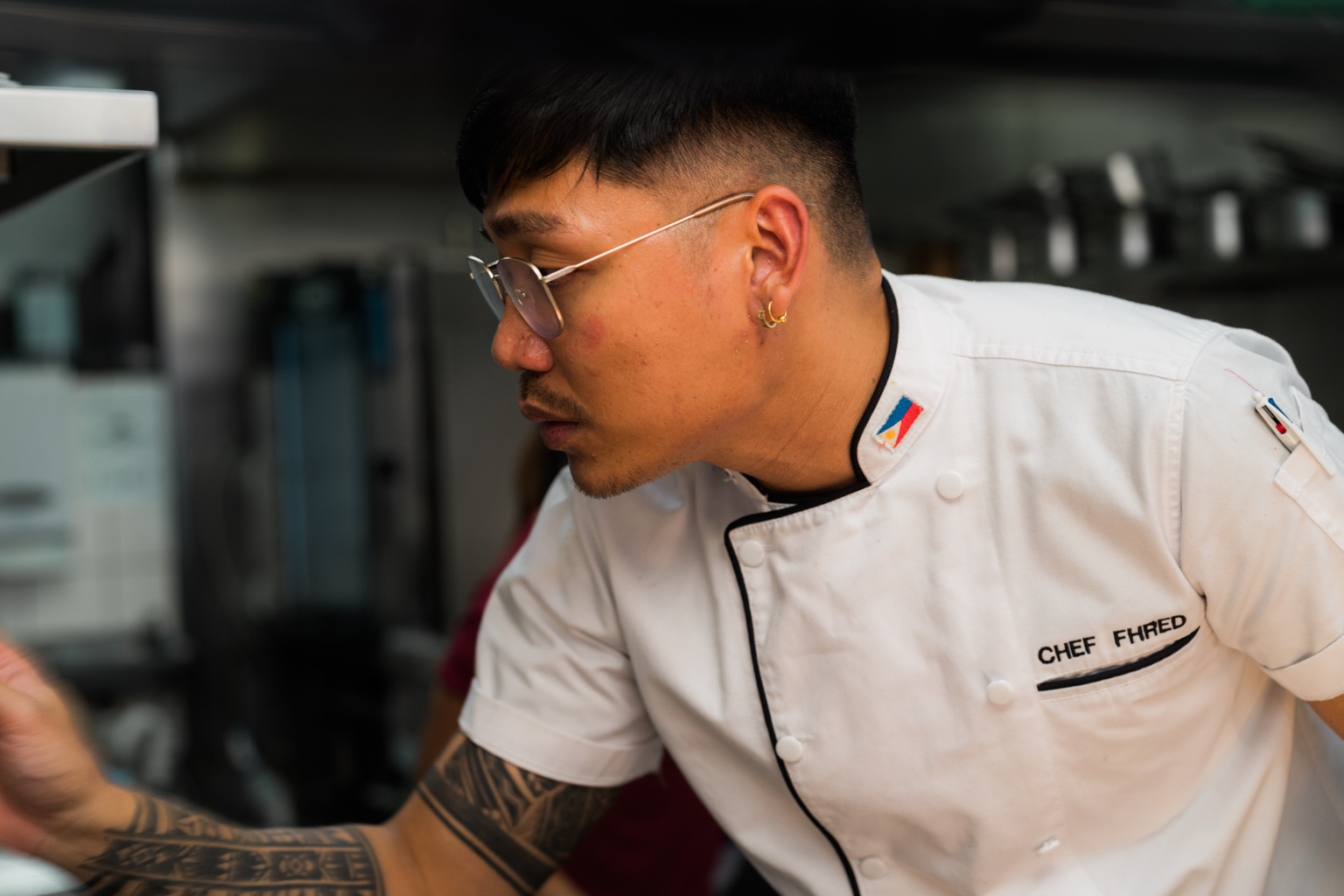 Chef Fhred working in the kitchen